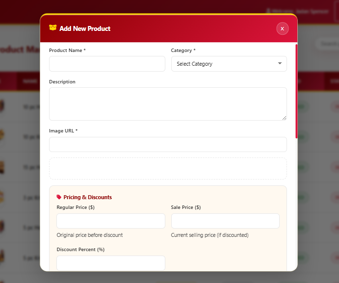 Add product form